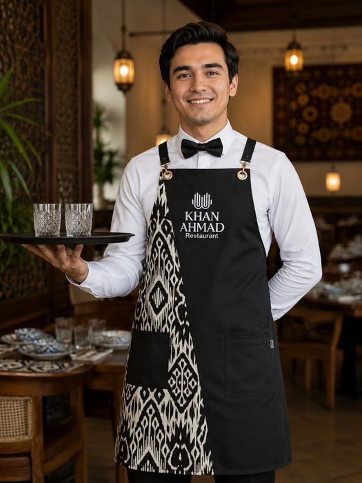 Milliy va klassik uslubda restoran formalari, nimchalar, fartuklar