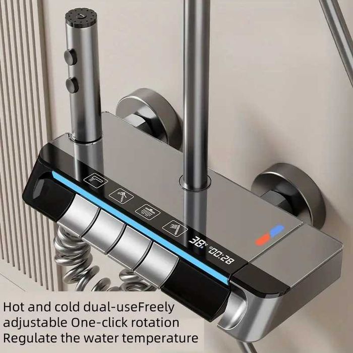 Луксозна душ система със светещ смесител дисплей и 4 функции бутони