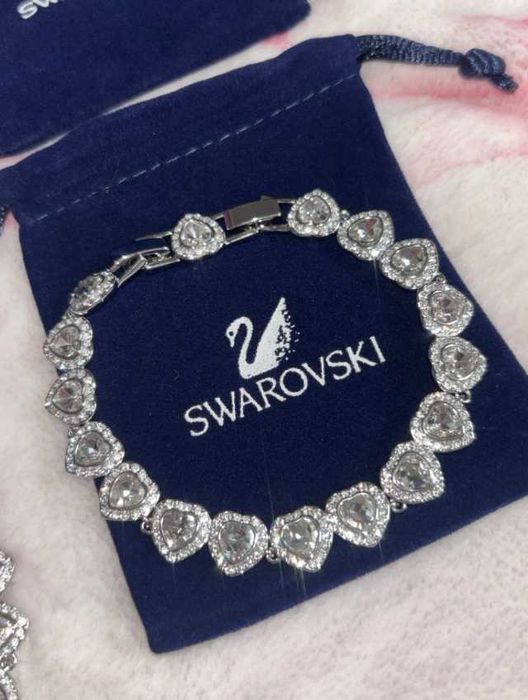 Set Swarovski Angelic Inimioare Argintii - Colier/Bratara/Cercei