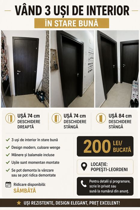 3 uși interior de vânzare