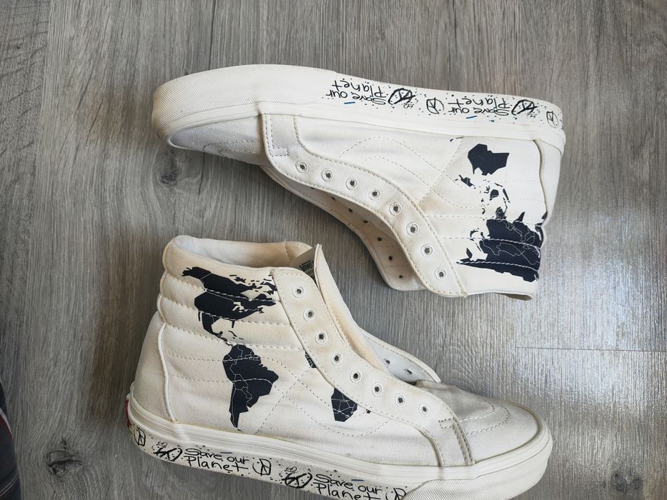 Tenişi Vans Sk8-Hi - mărimea 43 - Save Our Planet White Black - eco friendly - Limitat edition - geografie