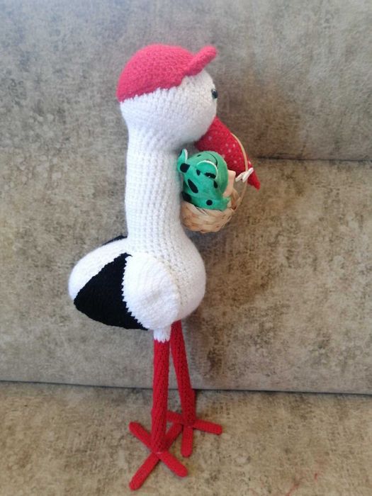 Щъркел плетена играчка 42 смноси бебе