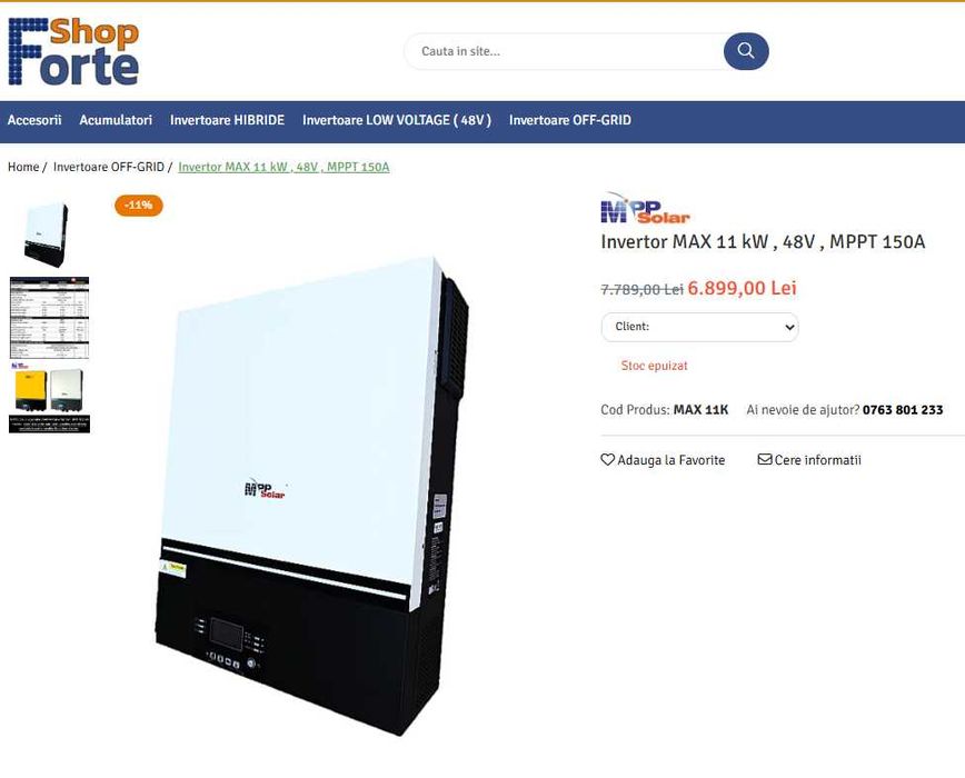 Invertor Off-grid MPPSolar 11 kW , 48V , 2xMPPT 150A