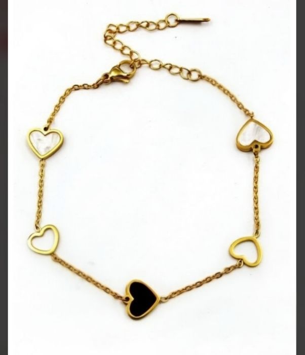 Van Cleef стомана с черно и седефено сърце, златиста