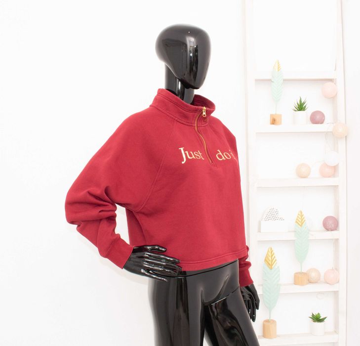 Nike оригиналнен дамски суичър вишнав златист цип лого Just Do It M