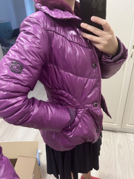 Geaca ermanno scervino(guess, armani),puf natural/guler blana naturala