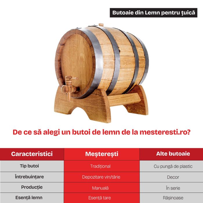 Butoi din lemn masiv stejar 5 L