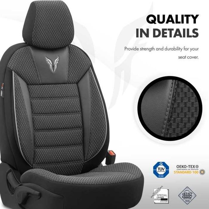 К-т Луксозна Тапицерия Automat-OTOM, Черна със сив шев, TORO Design