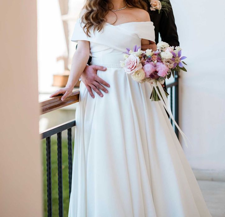 Rochie de mireasă linie A elegantă tafta