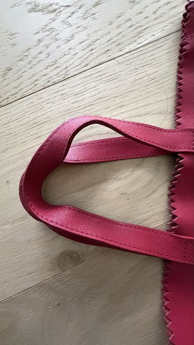 дамска чанта PLIK Classic Leather Tote Bag / Paper Bag Raspberry