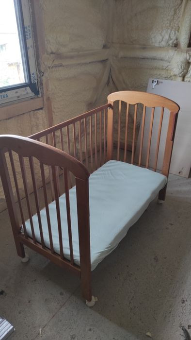 Pătuț bebe lemn+saltea specială