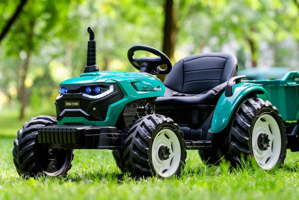 Tractoras electric Kinderauto 1804 2x45W 12V remorca basculabila Green