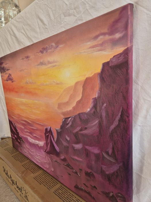 Tablou pictat in ulei, original, 50x70, Sunset in my mind