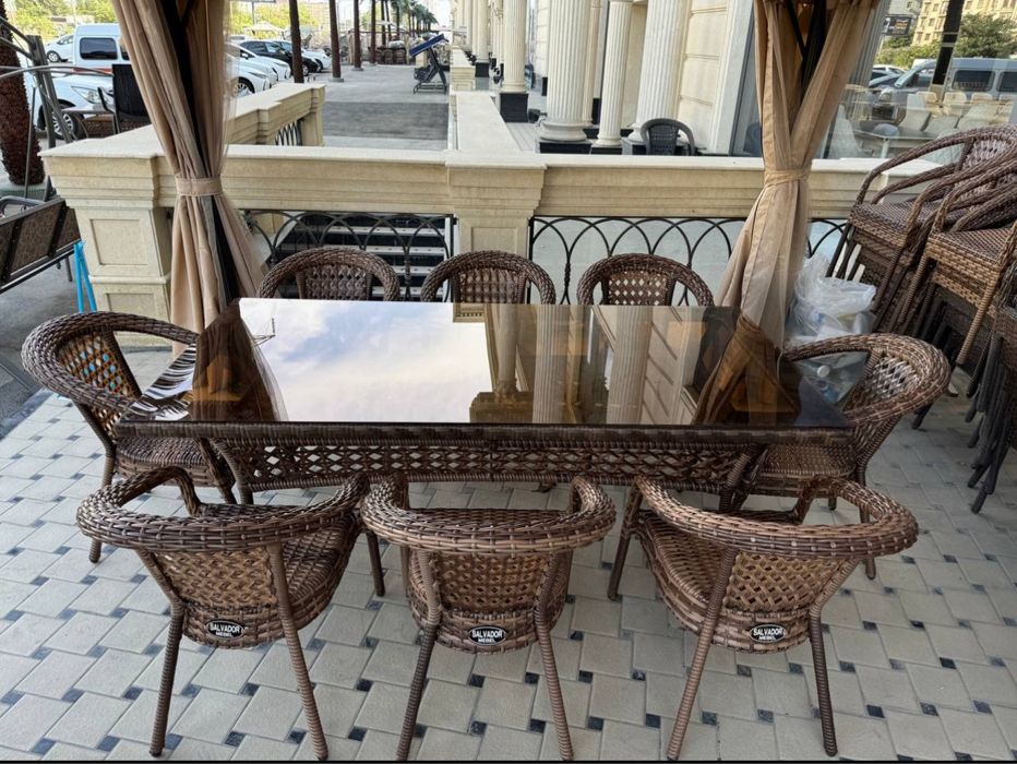 Ротанговая мебель Стол стулья для дом сад Плетённая мебель Стол стулья