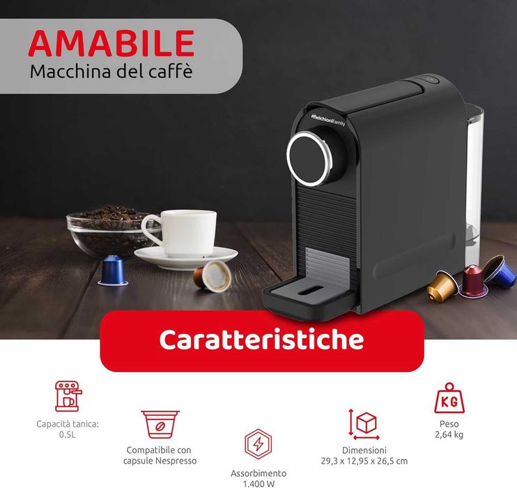 Кафемашина Melchioni Family Amabile, 20 Bar, съвместима с Nespresso капсули