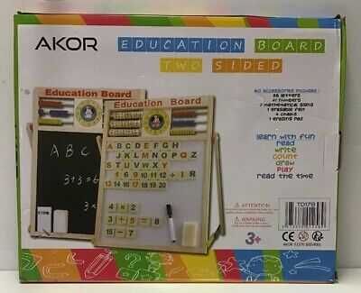 Дървена ученическа дъска с английска азбука и цифри,сметало и часовник