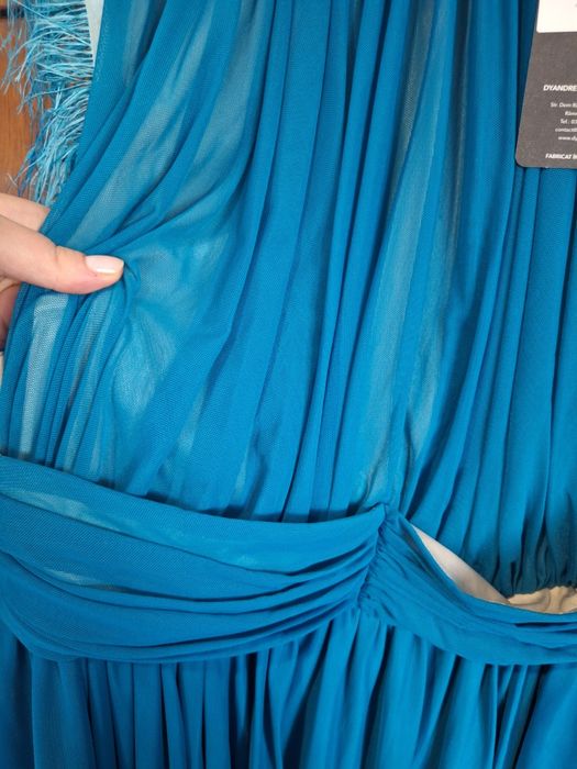 Rochie turcoaz din voal ,marimea 4xl(48)