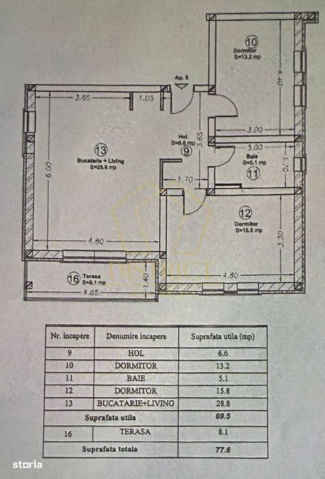 Apartament cu 3 camere mobilat si utlat, 70 mp utili, in Giroc la etaj