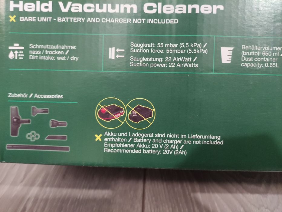 Aspirator de mana Parkside pe acumulator de 20 V