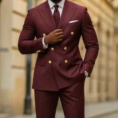 Sacou blazer de lux 50 L XL double breasted Burgalli lana 100% moale burgundy