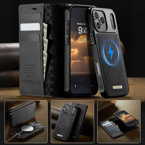 Нов iPhone 17 Pro Max PU кожен флип калъф карти RFID стойка кейс Айфон