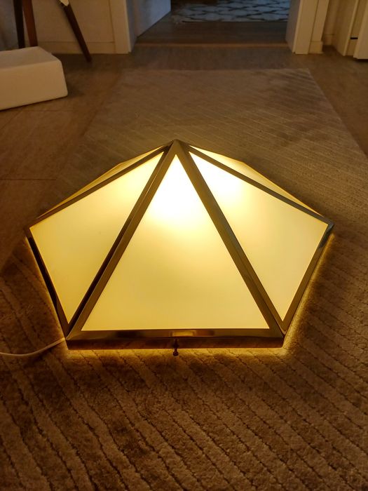 Accesoriu decor lumina vintage colectie alama opalina Austria 1960