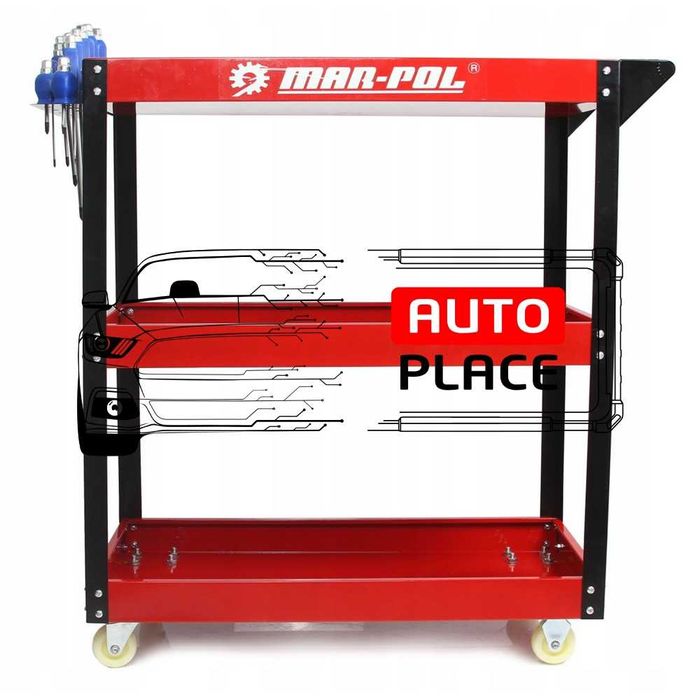 Количка за инструменти с 3 рафта и поставка за отвертки Mar-Pol