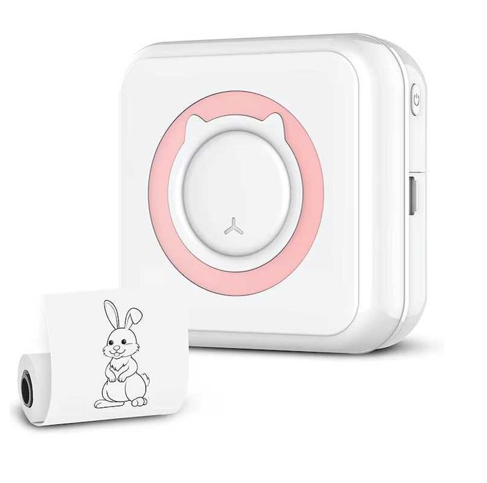 Мини принтер за деца, Bluetooth, USB зареждане, Бял