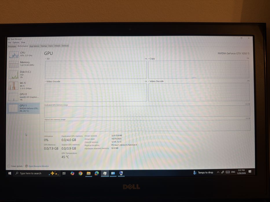 Laptop Gaming Dell Inspiron 15 7000 – i5, GTX 1050 Ti