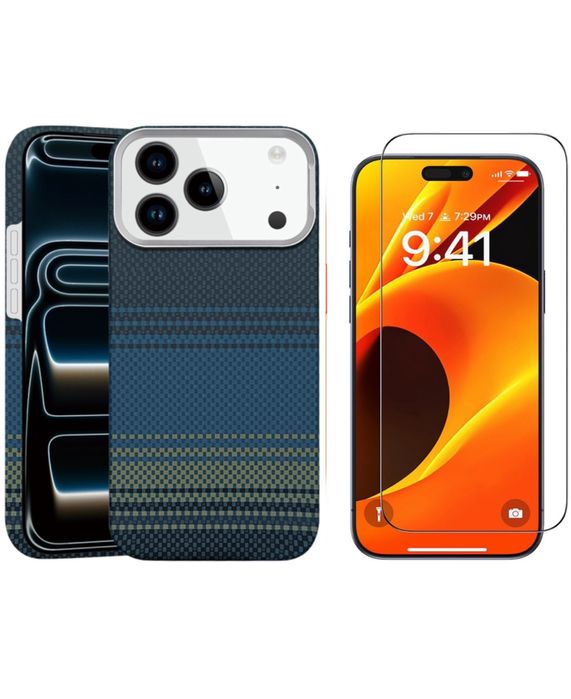 Iphone 17 Pro 17 Pro Max Husa Fibra Carbon Covered + Folie Sticla Full Edge
