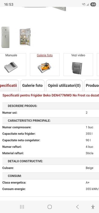 Vand combina frigorifica BEKO, No Frost,  cu dozator de apa