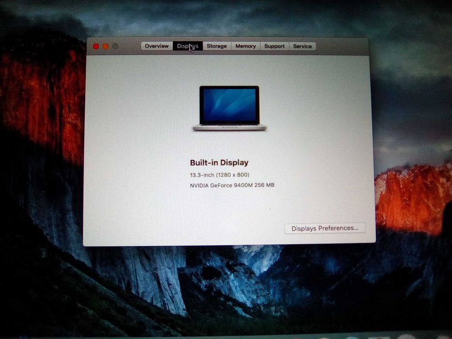 MacBook Pro(13.3-inch) /Intel Core 2 Duo ,2.53GHz/SSD 120 GB/4gb RAM/El Capitan