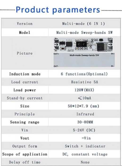 INTRERUPATOR touch less FARA ATINGERE senzor proximitate DIMMER 5V 12V