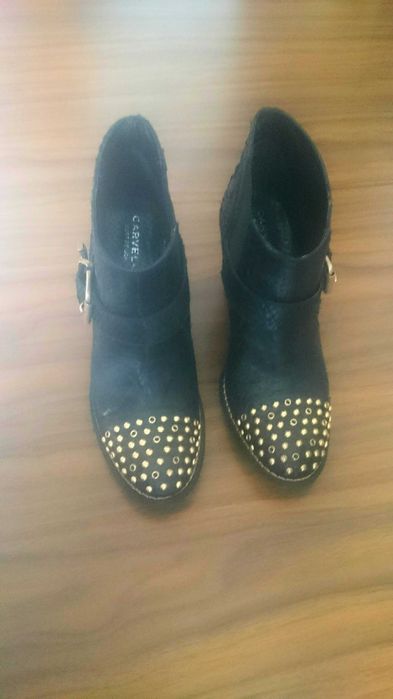 Ghete botine cowboy 37 piele reptila crocodil negre zara stil