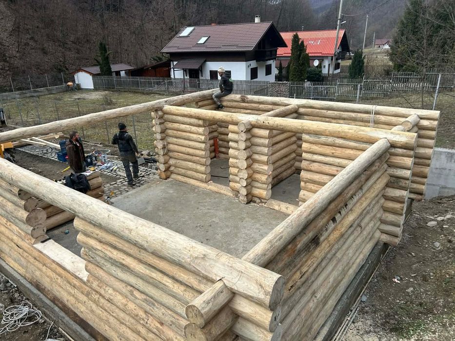 Foișor casa lemn leagăn si masa gradina