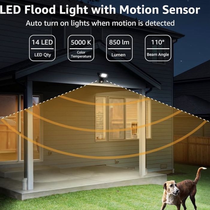 Spot LED Lepro 10 W cu senzor de mișcare pentru exterior