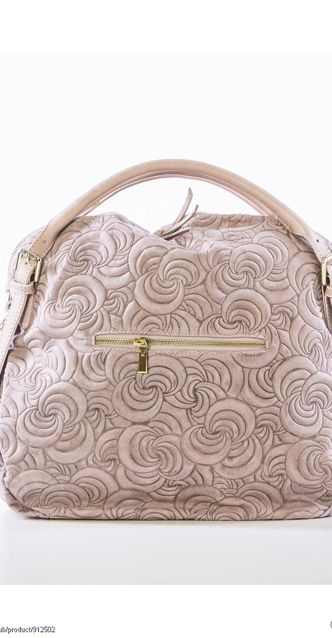 Чанта от естествена кожа с ефектен релеф в бледо розово от Lucca Baldi