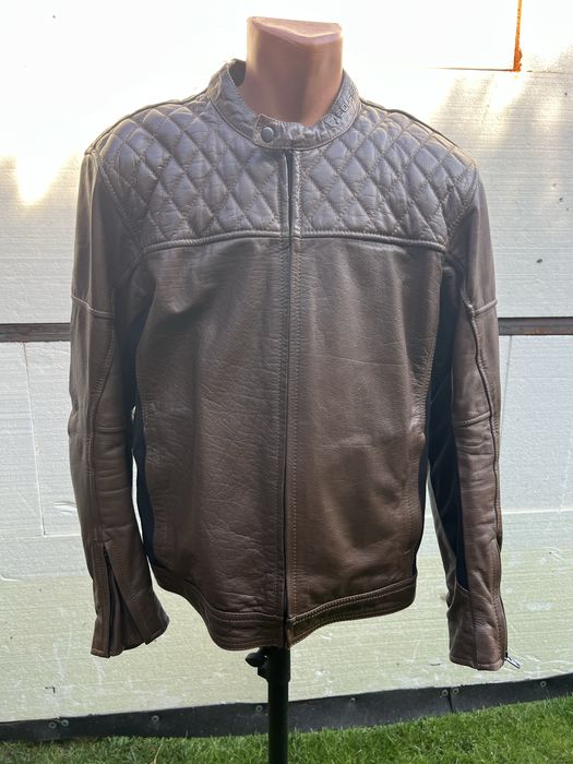 Geaca moto de vara din piele naturala combinat cu textil marimea L-XL