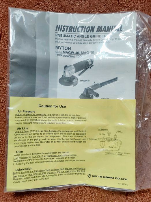 Polizor unghiular pneumatic 12.000 rpm, profesional