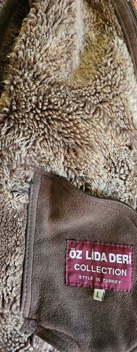 Натуральная дубленка-пилот+шапка