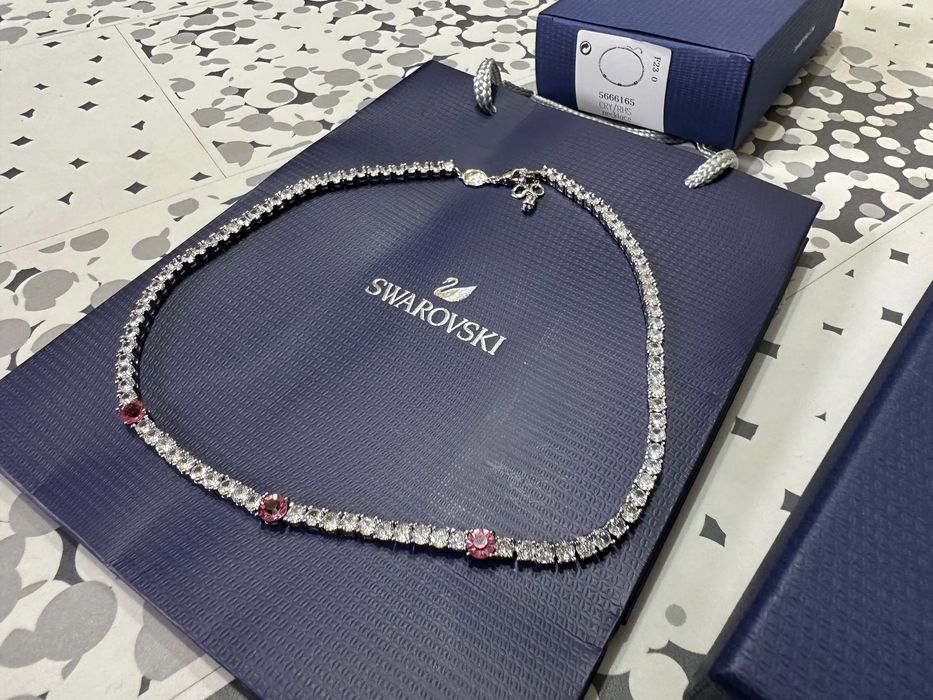 Colier Swarovski matrix tennis pietre roz model nou