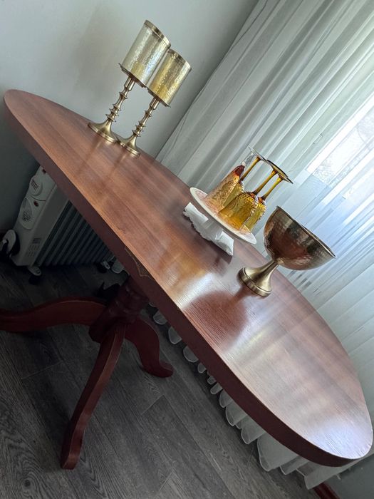 Стол и 4 стула из чинары. Овальный