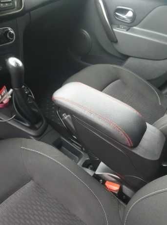 Cotiera auto pt Dacia Logan Sandero neagra + cusatura rosie sau neagra
