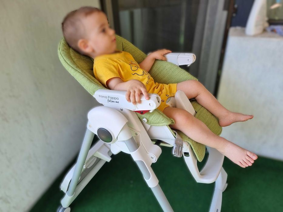 Scaun masa Peg Perego Prima Papa Follow me verde textil