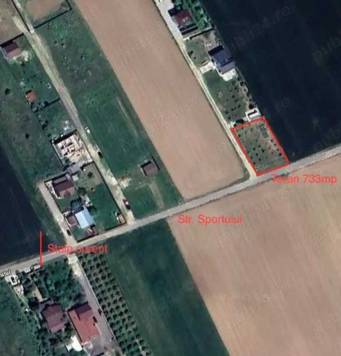 Teren intravilan 733 m², desch 22 m – str. Sportului (asfalt), Ulmi