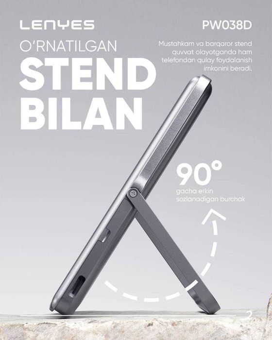 Lenyes PW038D Magnitli Powerbank / Besprovodnoy poverbank (Yangi)