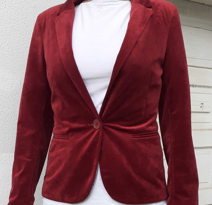 Taior Stradivarius catifea blazer sacou magenta vișiniu marime S nr.36