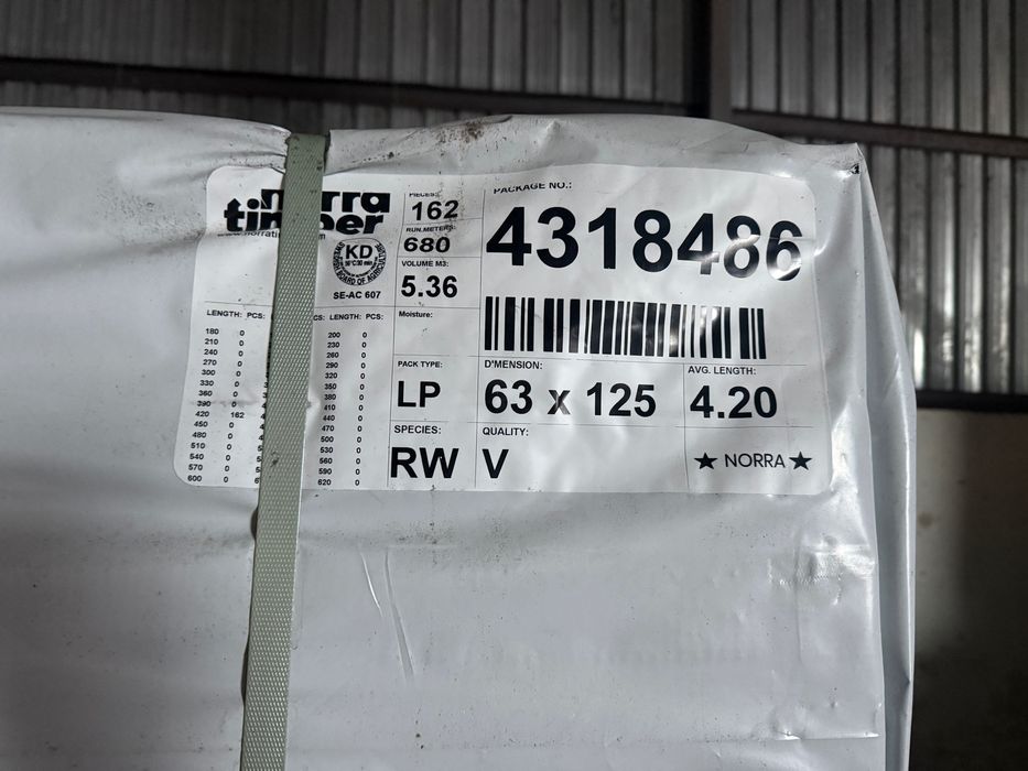 Шведски Дървен Материал Калиброван 125/63мм 4.20м.