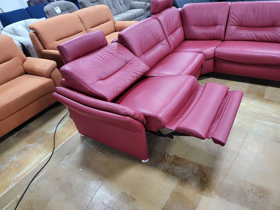 ПРОМОЦИЯ!!! Червен кожен ъглов диван "HUKLA HU-SF15058" с ел.релакс