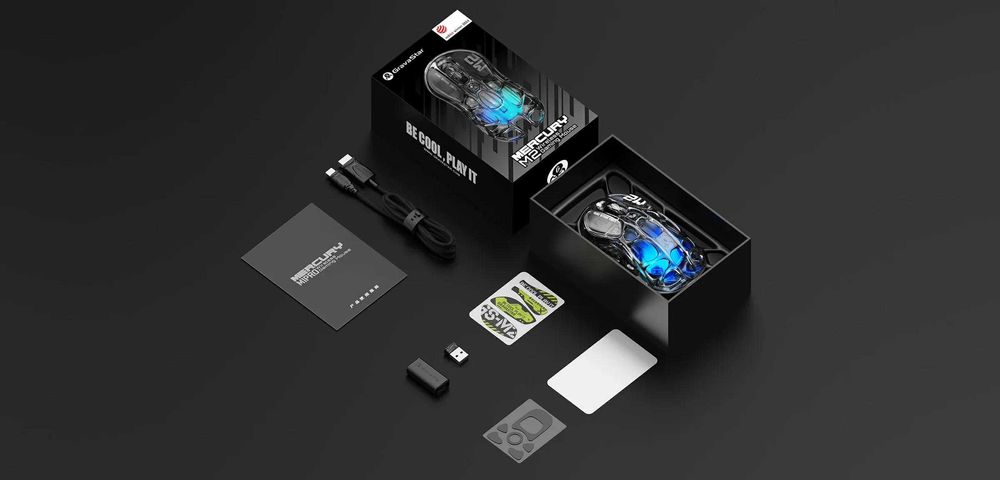 }Мышь GravaStar Mercury M2, BT/WL/USB-A, RGB, черный,